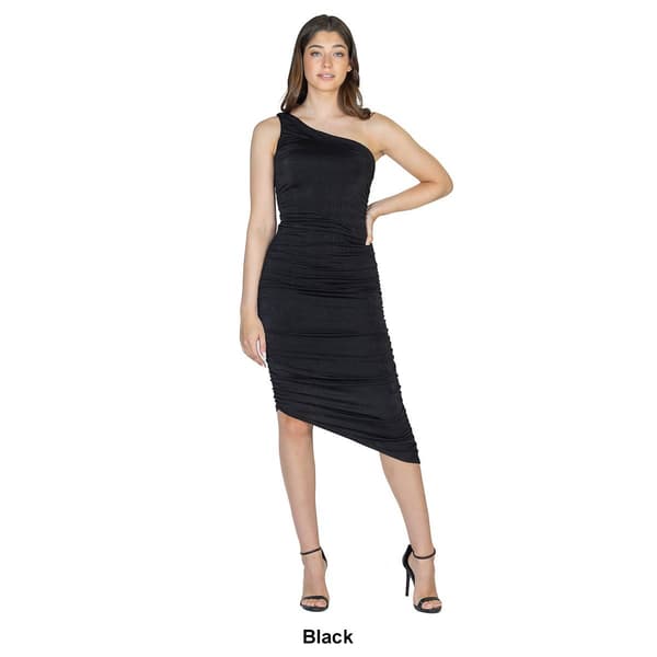 Womens 24/7 Comfort Apparel One Shoulder Ruched Bodycon Dress