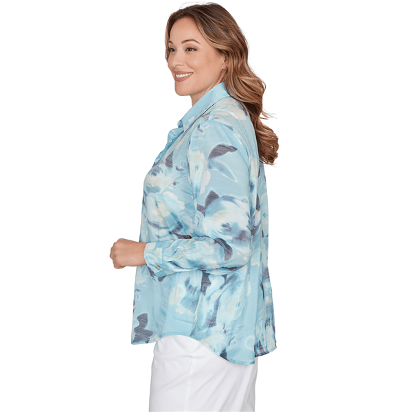 Plus Size Skye’s the Limit Fresh Start Abstract Button Blouse