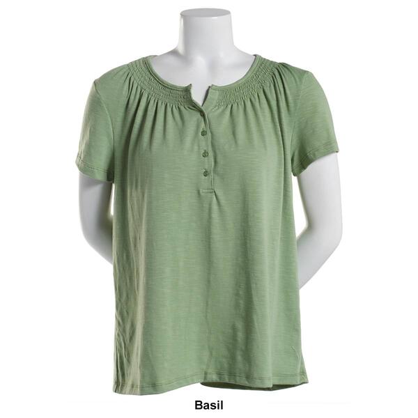 Womens Hasting & Smith Short Sleeve Solid Peasant Top