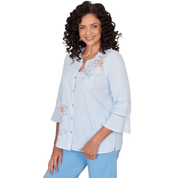 Petite Alfred Dunner St. Augustine Stripe Floral Blouse