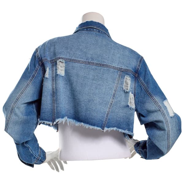 Juniors Plus Madden Girl Destructed Crop Denim Jacket