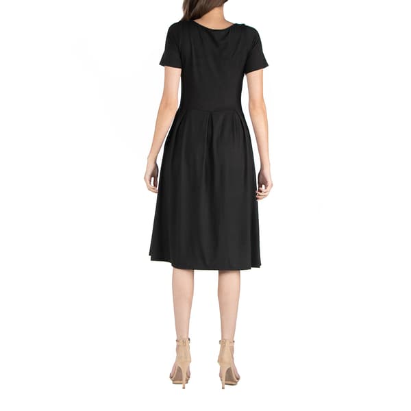 Womens 24/7 Comfort Apparel Midi A-Line Dress With Pocket