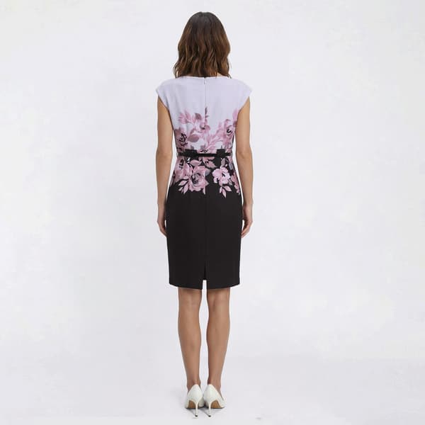 Petite Connected Apparel Color Block Floral Sheath Dress