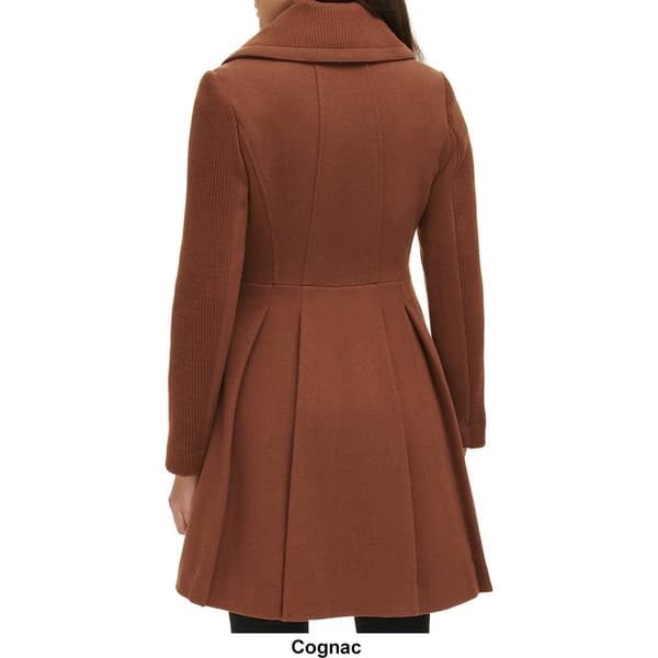 Womens Guess Fit & Flare Faux Wool Coat