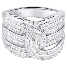 Diamond Classics™ Sterling 1ctw. Baguette Diamond Interwoven Ring