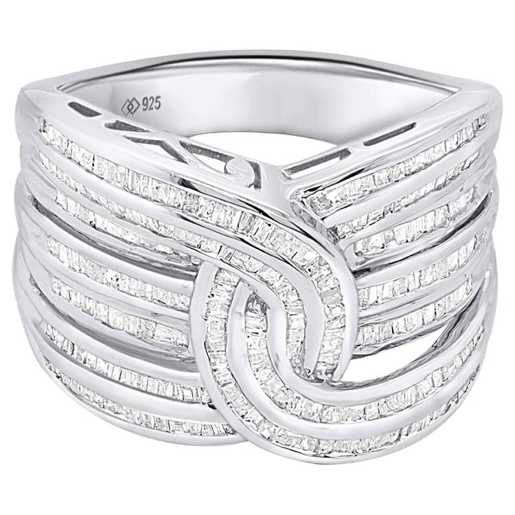 Diamond Classics™ Sterling 1ctw. Baguette Diamond Interwoven Ring