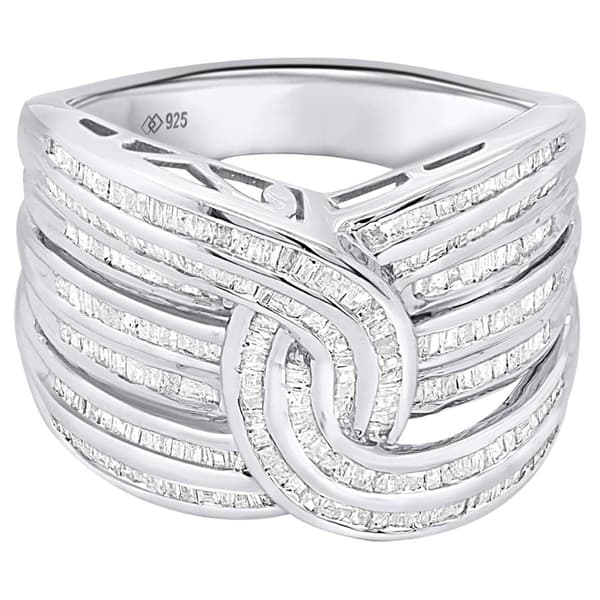 Diamond Classics™ Sterling 1ctw. Baguette Diamond Interwoven Ring