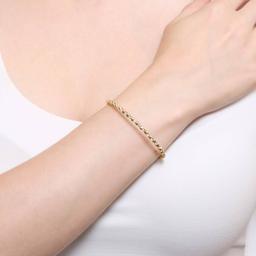 Athra Gold over Brass Diamond-Cut Bead & Crystal Coil Bracelet