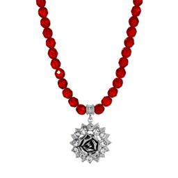 1928 Jewelry 18in. Crystal Flower Pendant Bead Necklace