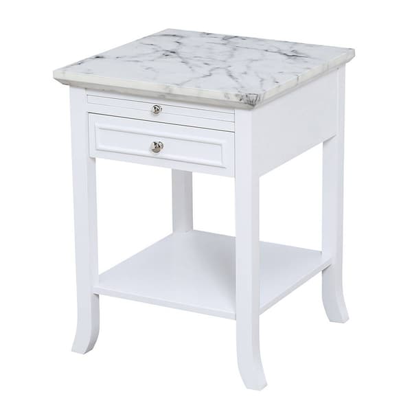 Convenience Concepts American Heritage Marble End Table - White
