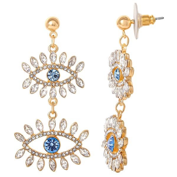 Jessica Simpson Imitation Yellow Gold Evil Eye Dangle Earrings