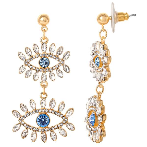 Jessica Simpson Imitation Yellow Gold Evil Eye Dangle Earrings - image 