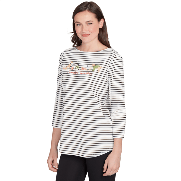 Petite Ruby Rd. Must Haves II Holiday Dogs Stripe Tee