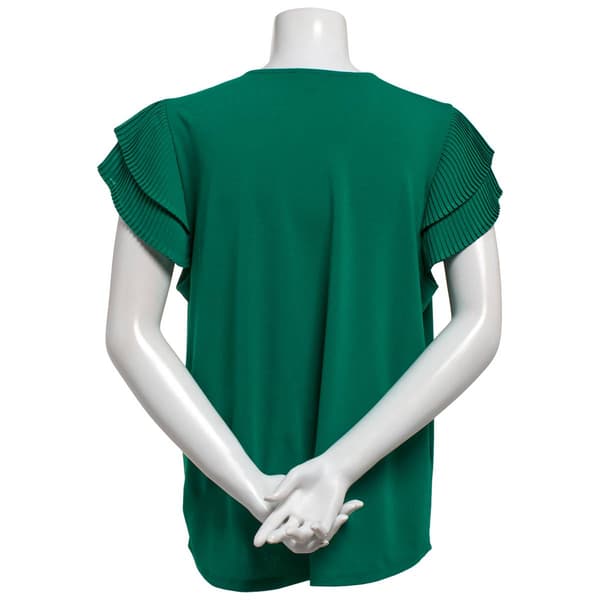 Womens Adrianna Papell Short Double Flutter Sleeve V-Neck Blouse