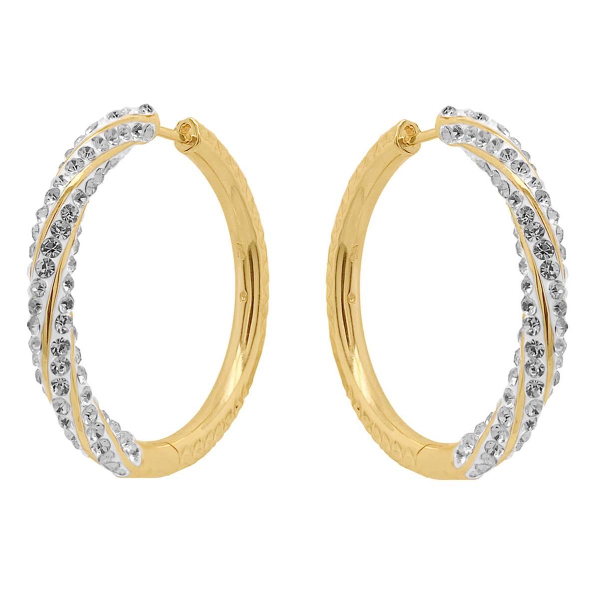 Marsala Diamond-Cut 14kt. Gold Plated Crystal Hoop Earrings
