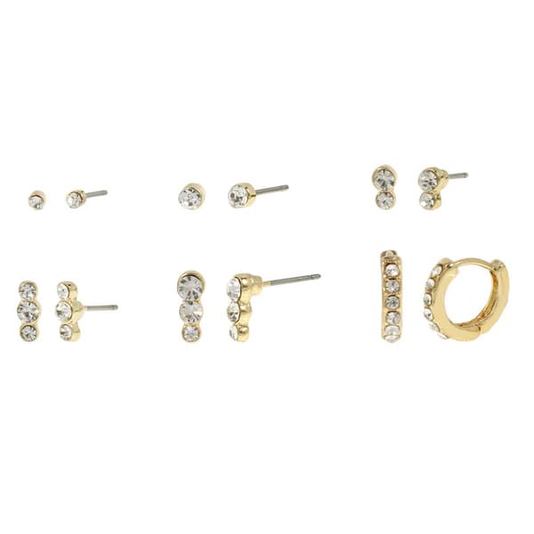 Steve Madden 6pr. Crystal Stud & Huggie Hoop Earrings Set