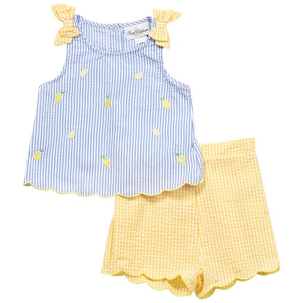 Girls (4-6x) Rare Editions Lemon Seersucker Top & Shorts Set - image 