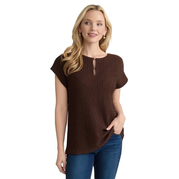 Womens Jones New York Extend Sleeve Keyhole Hardware Cobble Top