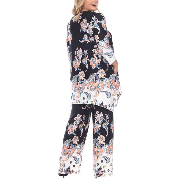 Plus Size White Mark 2 Piece Head To Toe Floral Paisley Set