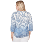 Petite Alfred Dunner Out Of The Blue Floral Ombre Henley Tee - image 2