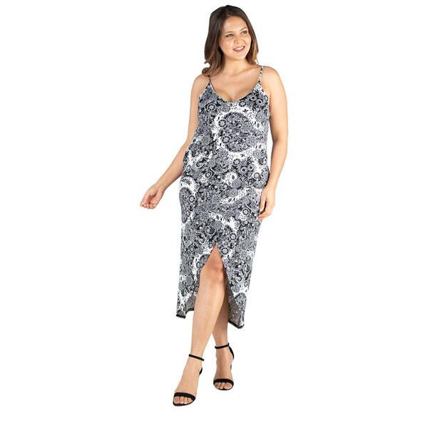 Plus Size 24/7 Comfort Apparel Spaghetti Strap Paisley Maxi Dress - image 