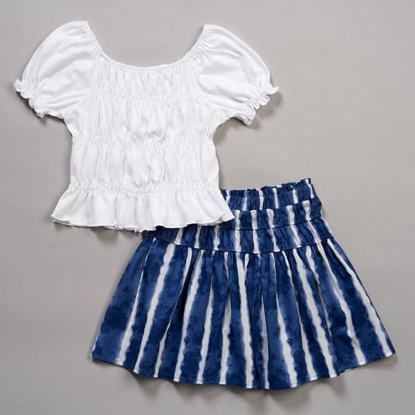 Girls &#40;7-16&#41; Sweet Butterfly&#40;R&#41; Smocked Top & Tie Dye Skort Set