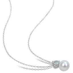 Gemstone Classics™ Freshwater Pearl & Aquamarine Pendant