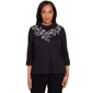 Womens Alfred Dunner Lake Champlain Leaf Embroidered Rib Neck Top - image 1