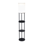 HomeRoots 67in. Black Metal Column Floor Lamp with Linen Shade - image 2