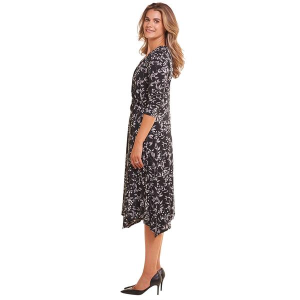 Petite Perceptions 3/4 Sleeve ITY Floral Faux Wrap Dress