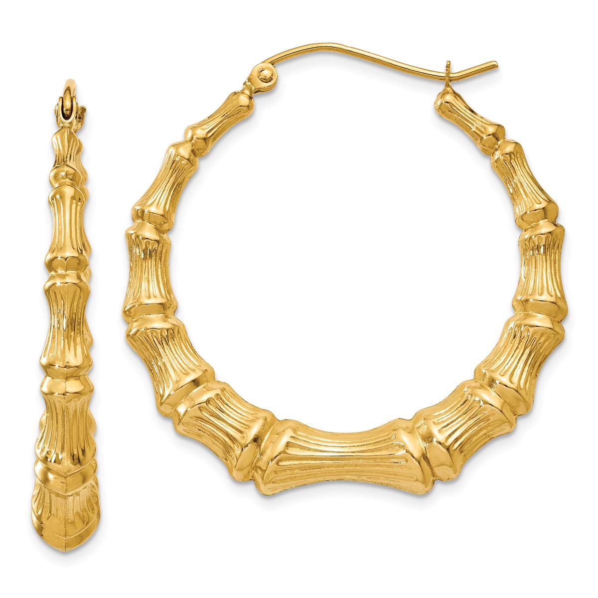 Gold Classics™ 27mm. 14kt. Polished Bamboo Hoop Earrings