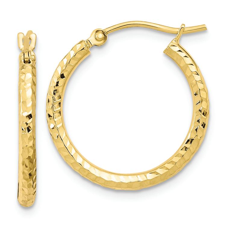 Gold Classics(tm) 10kt. Diamond-cut 21mm Round Tube Hoop Earrings