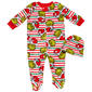 Baby Unisex Grinch  Long Sleeve Grinch Head Toss Oneise W/Beanie - image 1