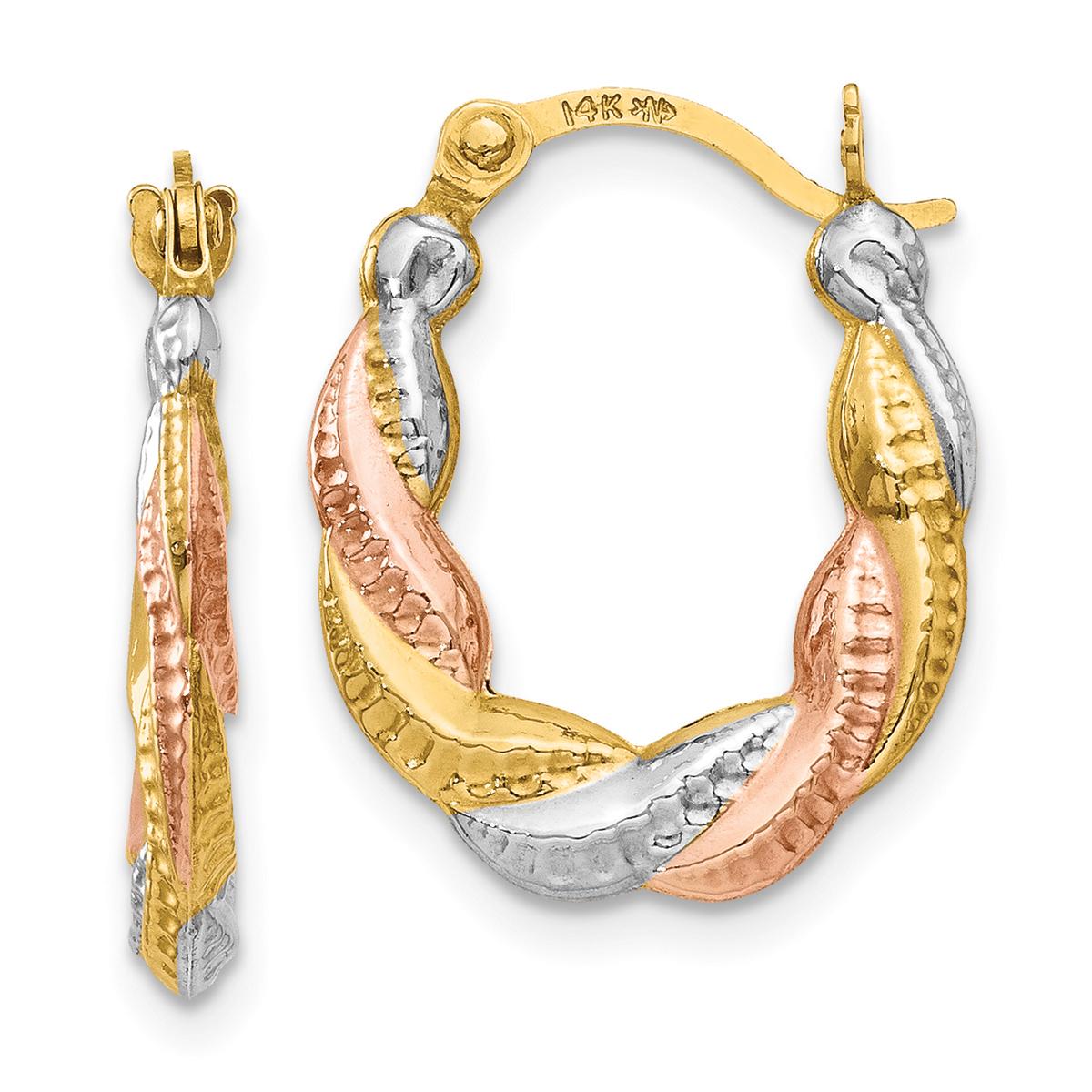 Gold Classics™ 14kt. Gold & Rhodium Scalloped Hoop...