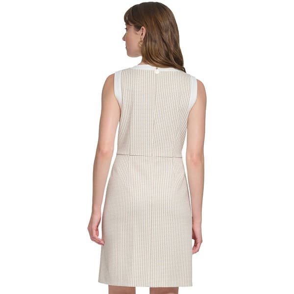 Womens Tommy Hilfiger Sleeveless Tile Knit Button A-Line Dress