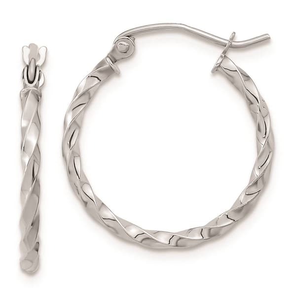 Gold Classics(tm) 10kt. White Gold Twist Polished Hoop Earrings - image 