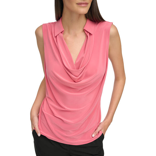 Womens Tommy Hilfiger Solid Collared Cowl Neck Maryjane Blouse - image 