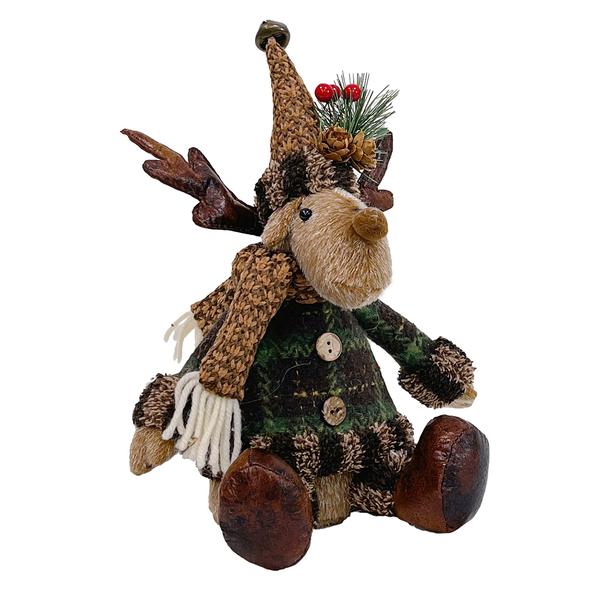 Plush Sitting Reindeer with Scarf & Hat - image 