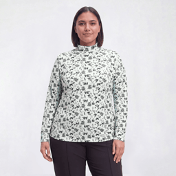 Plus Size Hasting & Smith Long Sleeve Mock Neck Bird Tee