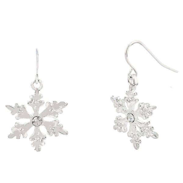 CZ Six Point Snowflake Earrings - image 