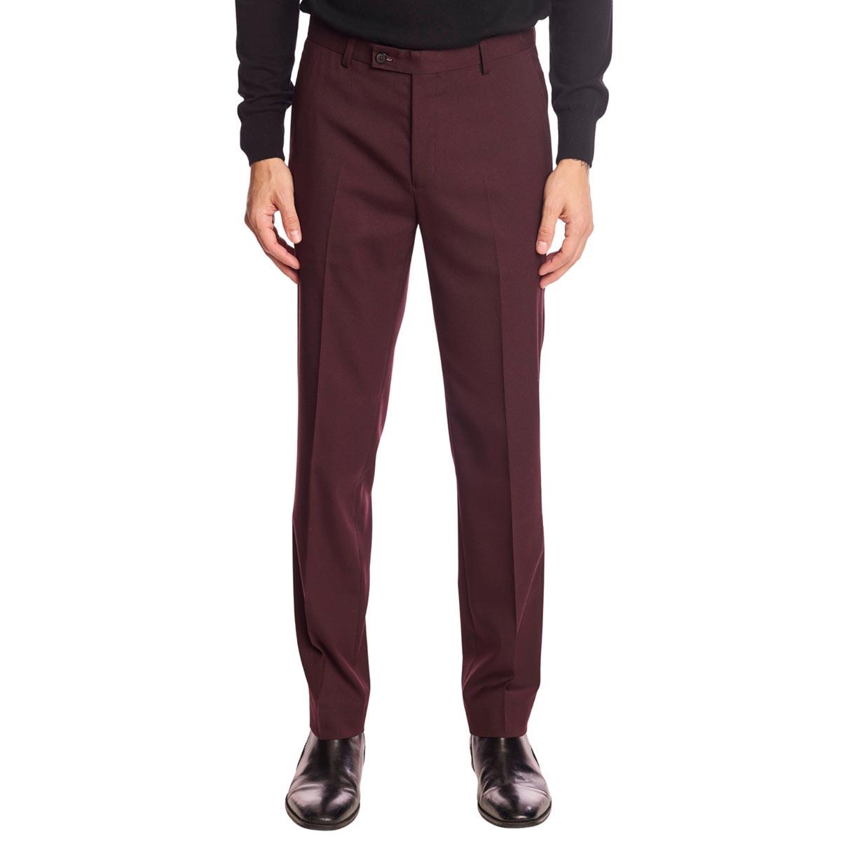 Mens Paisley & Gray Solid Dress Pants - Burgundy Wine