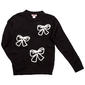 Girls (7-16) Pink Angel Long Sleeve Bow Crew Sweater - image 1