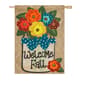 Evergreen Welcome Fall Burlap Garden Flag - image 1