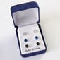 Trio Set Round Cubic Zirconia Post Earrings - Siver/Blue/Black - image 1