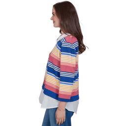 Womens Ruby Rd. Game of Luxe Two in One Stripe Sweater