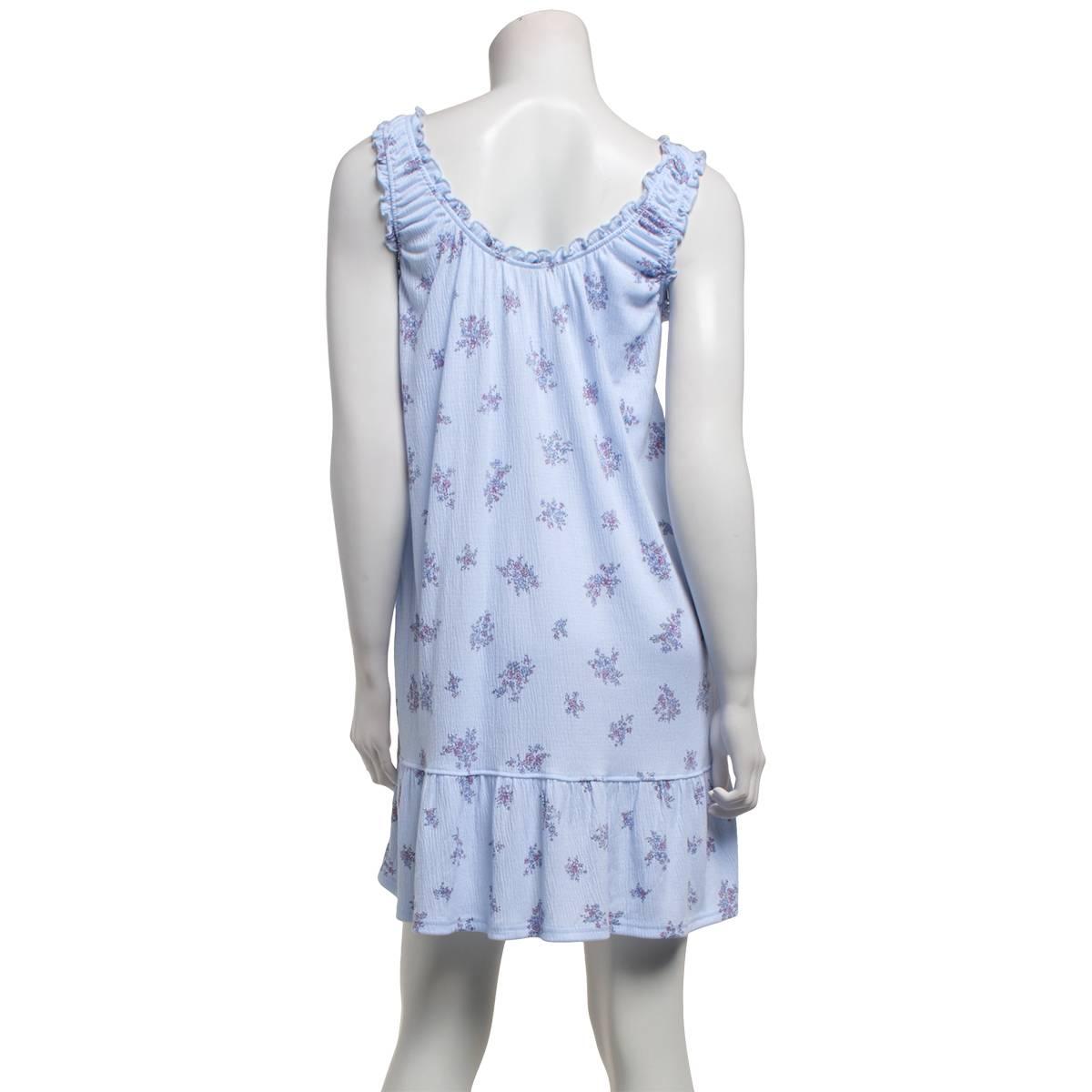 Womens Laura Ashley® Knit Gauze Floral Ruffle Edge Nightgown