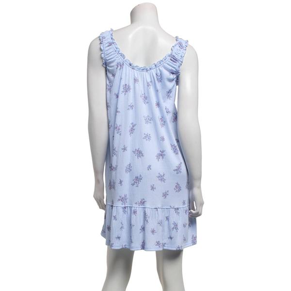 Womens Laura Ashley® Knit Gauze Floral Ruffle Edge Nightgown