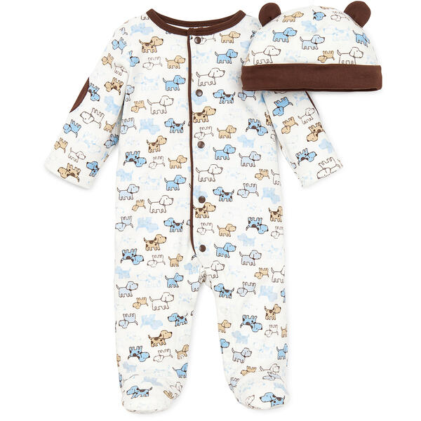 Baby Boy &#40;NB-9M&#41; Little Me Cute Puppy Footie Pajamas w/Hat - image 