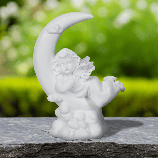 Northlight Girl Cherub Laying on Crescent Moon Statue - image 