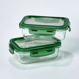 Farberware&#40;R&#41; Set of 2 21.7oz. Rectangle Glass Containers